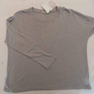 Barefoot Dream Malibu Collection Long Sleeve Slub Burnout Tee NWT Large Cozy